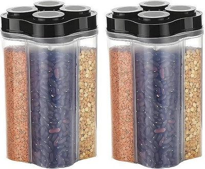Home trust Plastic Grocery Container  - 2400 ml(Pack of 2, Black)