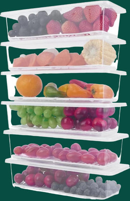 Ecodex Plastic Fridge Container  - 1500 ml(Pack of 6, White)
