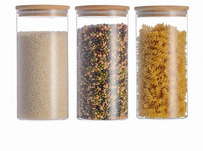 GOOD TO GREAT CREATION Glass Grocery Container  - 1400 ml(Pack of 3, Clear)