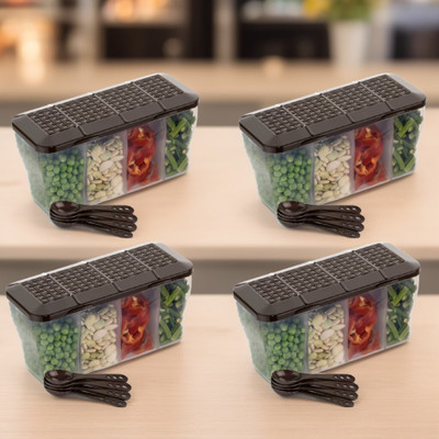 Metrolife Plastic Grocery Container  - 1800 ml(Pack of 4, Brown)