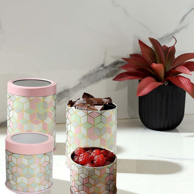 JARSOME Steel Grocery Container  - 2600 ml(Pack of 4, Pink)