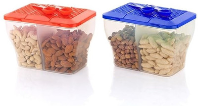 Analog Kitchenware Plastic Pickle Jar  - 2000 ml(Pack of 2, Blue, Red)