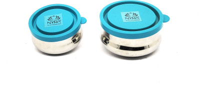 Nyra Steel Utility Container  - 150 ml, 200 ml(Pack of 2, Silver)