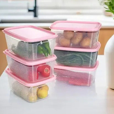 Flipkart SmartBuy Plastic Utility Container  - 1800 ml(Pack of 6, Pink)