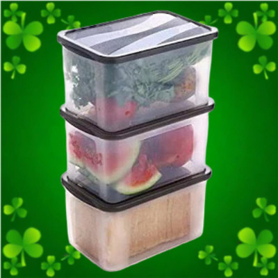 ADMONITION Plastic Bread Container  - 2000 ml(Pack of 3, Black, White)