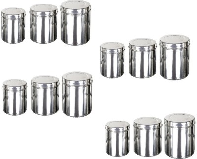 Milimercury Steel Grocery Container  - 800 ml, 1150 ml, 1500 ml(Pack of 12, Silver)