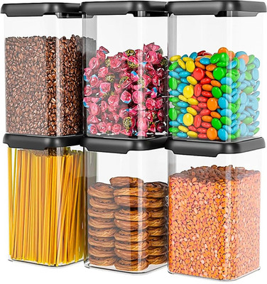 Craftlayout Plastic Cookie Jar  - 1100 ml(Pack of 6, White)