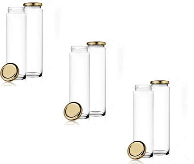 Hemtik Glass Grocery Container  - 500 ml(Pack of 6, Clear)