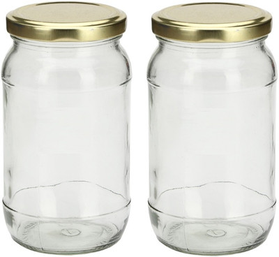 AFAST Glass Cookie Jar  - 500 ml(Pack of 2, Clear)