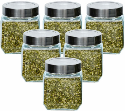 Femora Glass Grocery Container  - 0.5 ml(Pack of 6, White)