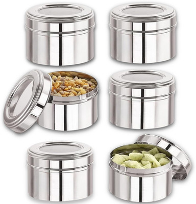 VISAXMI Stainless Steel Utility Container  - 350 ml(Pack of 6, Silver)