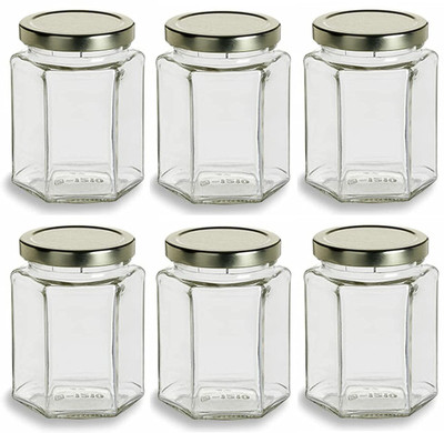 NITYANAVIN Glass Grocery Container  - 250 ml(Pack of 6, Gold)