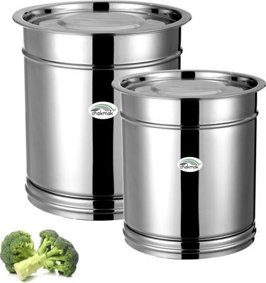 Chakmak Steel Grocery Container  - 5000 ml, 6000 ml(Pack of 2, Silver)