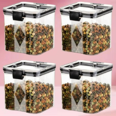 ADMONITION Plastic Bread Container  - 700 ml(Pack of 4, Black, White)