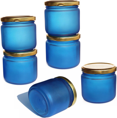 Pure Source India Glass Utility Container  - 150 g(Pack of 6, Blue)