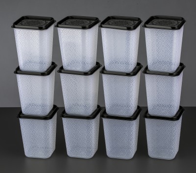 RUSHIL WERE Plastic Grocery Container  - 1100 ml(Pack of 12, Black)