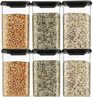 Ecodex Plastic Grocery Container  - 1100 ml(Pack of 6, Black)