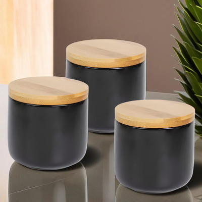 UMAI Ceramic Utility Container  - 260 ml(Pack of 3, Black)