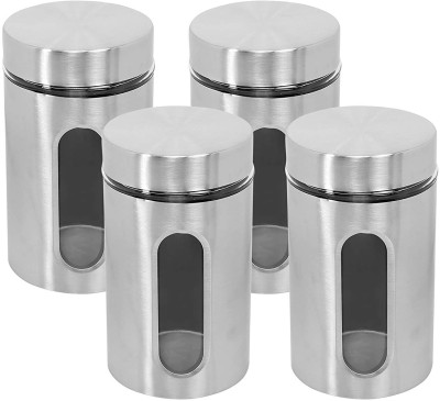 Cutting EDGE Steel, Glass Grocery Container  - 1200 ml(Pack of 4, Silver)