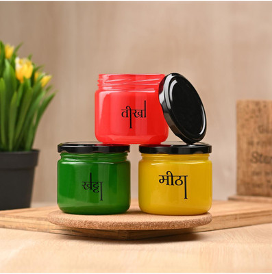 AFAST Glass Utility Container  - 300 ml(Pack of 3, Multicolor)