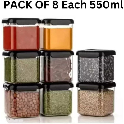 DEXON Plastic Grocery Container  - 550 ml(Pack of 8, Clear)