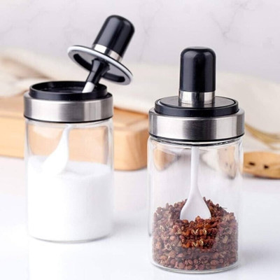 OMKARA IMPEX Glass Tea Coffee & Sugar Container  - 300 ml(Pack of 2, Transparent)