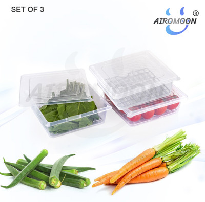 AIROMOON Plastic Fridge Container  - 2600 ml(Pack of 3, White)