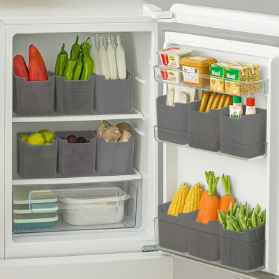 FEEDNIX Plastic Fridge Container  - 1000 ml(Pack of 12, Black)