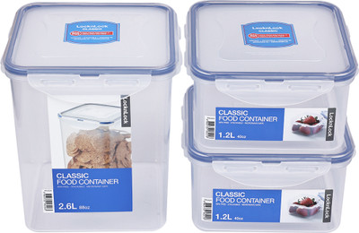 LOCK & LOCK Plastic Fridge Container  - 1200 ml, 2600 ml(Pack of 3, Clear)