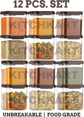 kitchkart Plastic Grocery Container  - 550 ml(Pack of 12, Brown)