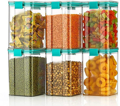 Gripwell Plastic Grocery Container  - 1200 ml(Pack of 6, Blue)