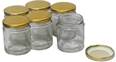 Koogly Glass Grocery Container  - 200 ml(Pack of 6, Clear, Gold)