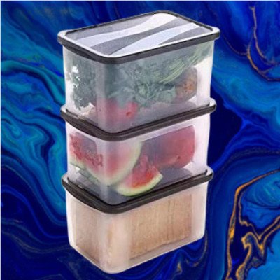 ADMONITION Plastic Bread Container  - 2000 ml(Pack of 3, Black, White)
