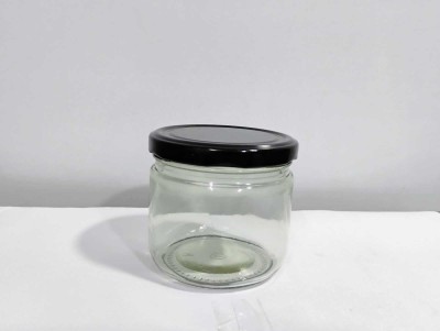 AGOVERSEAS Glass Pickle Jar  - 350 ml(Pack of 4, Black, White)