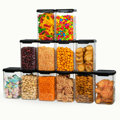 TEX-RO Polypropylene Grocery Container  - 1100 ml(Pack of 12, Black)