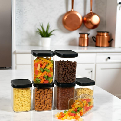 flexibin Plastic Grocery Container  - 1.5 kg(Pack of 6, White)