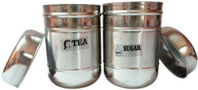 Salasar Steel Tea Coffee & Sugar Container  - 700, 700 ml(Pack of 2, Silver)