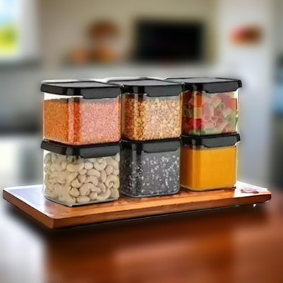 DCI Plastic Grocery Container  - 500 ml(Pack of 6, Black)