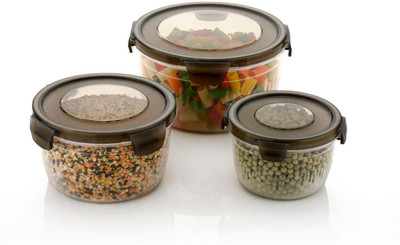 ravya enterprises Plastic Utility Container  - 1200 ml(Pack of 3, Black)