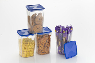 OFFYX Plastic Grocery Container  - 1500 ml(Pack of 4, Blue)