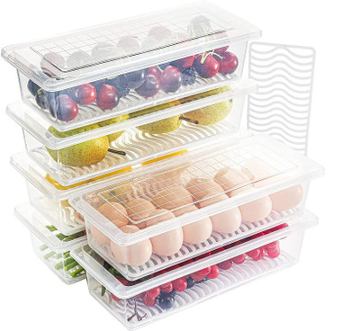 VQPLAST Plastic Fridge Container  - 1500 ml(Pack of 6, Clear)