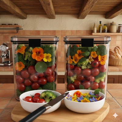 DYK Plastic Fridge Container  - 1200 ml(Pack of 6, Transparent)