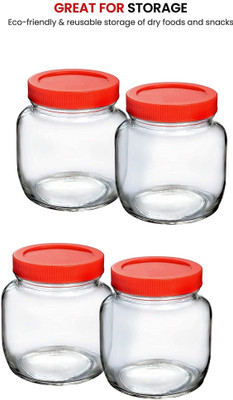 Coozico Glass Grocery Container  - 500 ml(Pack of 4, Clear)