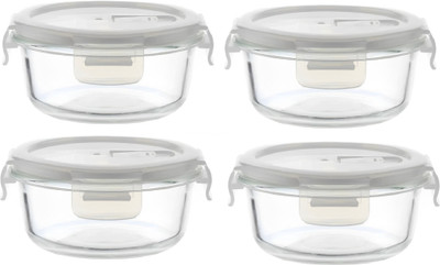 IndusBay Glass Utility Container  - 370 ml(Pack of 4, Clear)