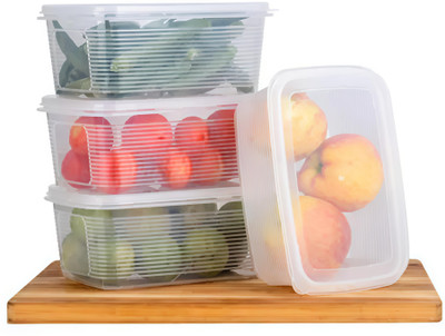 Sukoon Plastic Fridge Container  - 1800 ml(Pack of 4, White)