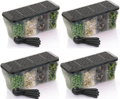 Finner Plastic Grocery Container  - 2000 ml(Pack of 4, Black)