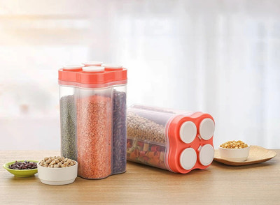 MAXIITOOLII Plastic Grocery Container  - 2400 ml(Pack of 2, Pink)