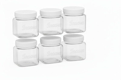 Inaara Plastic Tea Coffee & Sugar Container  - 800 ml(Pack of 6, Transparent)