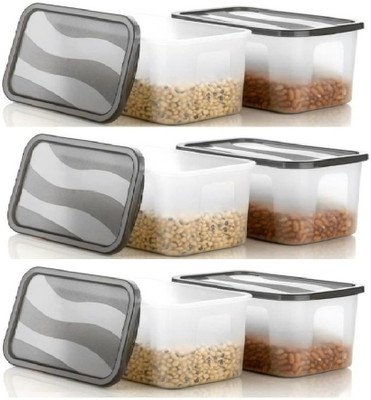 KDZONE Plastic Grocery Container  - 2000 ml(Pack of 6, Clear)