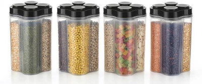 SCIVER Plastic Grocery Container  - 2400 ml(Pack of 4, Black)